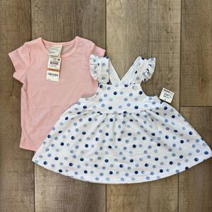 New First Impressions Baby Girl 2-Pc. Dress Set Size 12 Month Summer Pink Blue